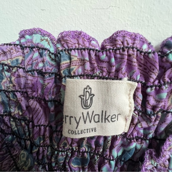 Perry Walker Collective Grace Purple Paisley Smocked Bohemian Midi Dress Silk - Picture 9 of 13